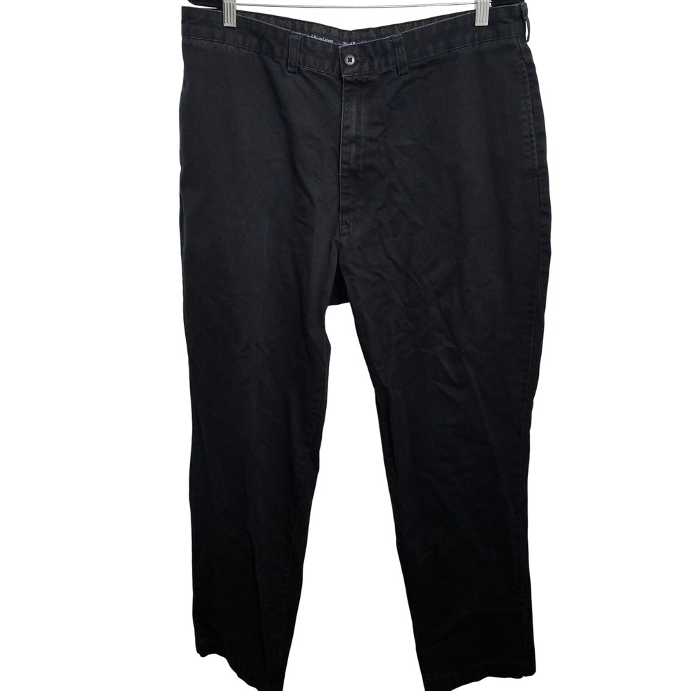 Polo Ralph Lauren Chino Pants Mens 38x32 Black Cotton Twill Flat Front Trousers